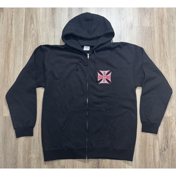 Vintage Y2K West Coast Choppers Black Hoodie‎ Size L - Picture 6 of 9